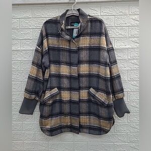 Steve Madden Gray Plaid Times Shacket - XL